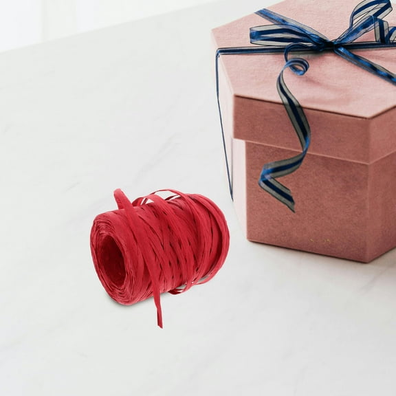 Toyandona Versatile Red Raffia Paper Ribbon for Craft String Wrapping Floral and Christmas Packaging