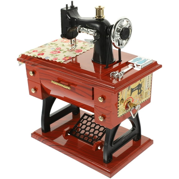 Toyandona Sewing Machine Music Box Dark Red Fair-Sounding Melodies Ornament