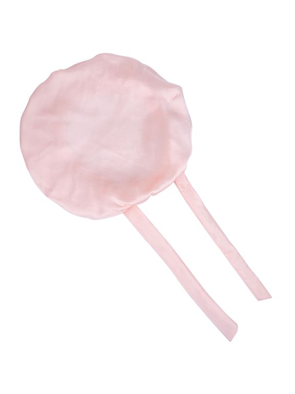 Women Sleep Cap Moisture Retention Round 1Set in Pink Silk