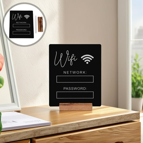 Supvox Acrylic WiFi Password Sign Black for Guest Room and Home Use