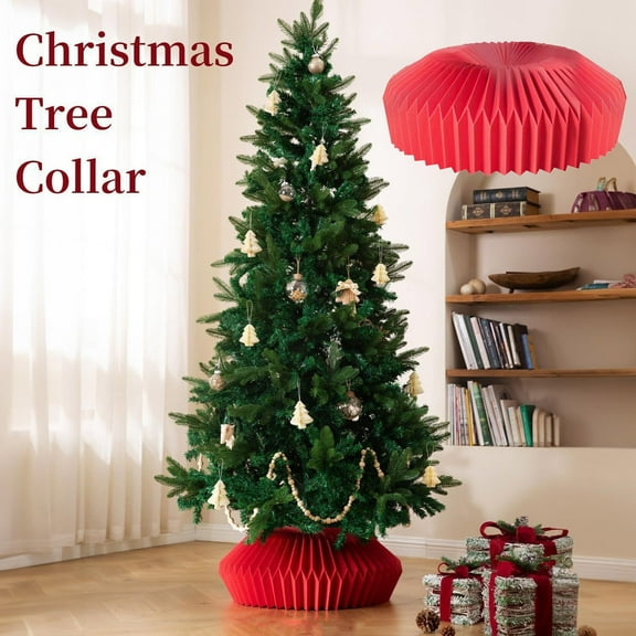 Toycle 26in Honeycomb Christmas Tree Collar Christmas Tree Base Stand Cover Basket Skirt Collars For 6ft 7.5ft 9ft Artificial Trees Elegant Holiday Decoratio(F,Paper)