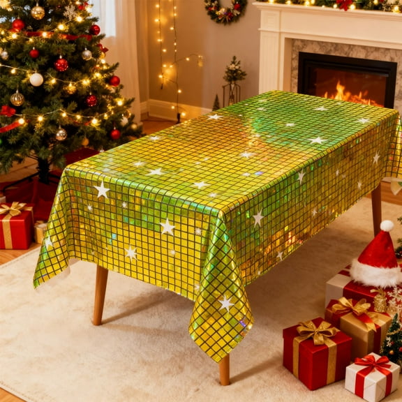 Toycle 270x100cm Christmas Lasers Snowflake Sequin Tablecloth(Q,Plastic)