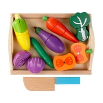 Toycle 9 PCS Wooden Pretend Cutting Play Food Set for Kids Aged 3 , Early Education Toy for Toddlers, Kitchen Playset, Toys Food and Vegetables with Storage Case