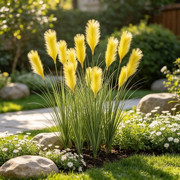 Toycle Artificial Pampas Grass Spray Faux Grass For Vase Arrangement Boho Home Wedding Decor Yellow