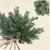 Toycle Artificial Snow Dusted Pines Picks With Pinecones Berries Heads Faux Softs Touch Christmas Greenerys For Wreaths Garland Tree Decor Green