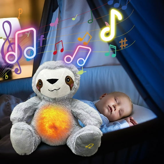 Toycle Breathing Stuffed Animals for Anxiety,Gray Raccoon Soothing Sleeping Doll Plushies with Lights Music and Motion Early Education Doll Breathing Buddy