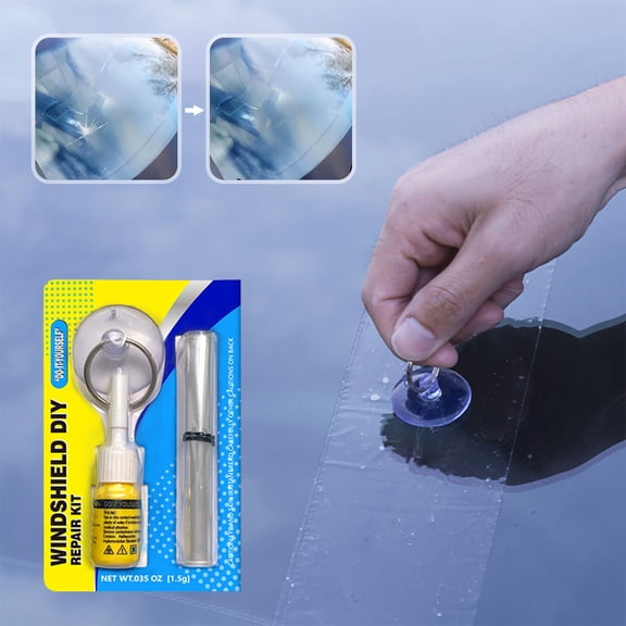 Toycle Car Windshield Cracked Repair Tool DIY Car Window Phone Screen Repair Kit Glass Curing Glue Auto Glass Scratch Crack 3ml(Yellow,Plastic)