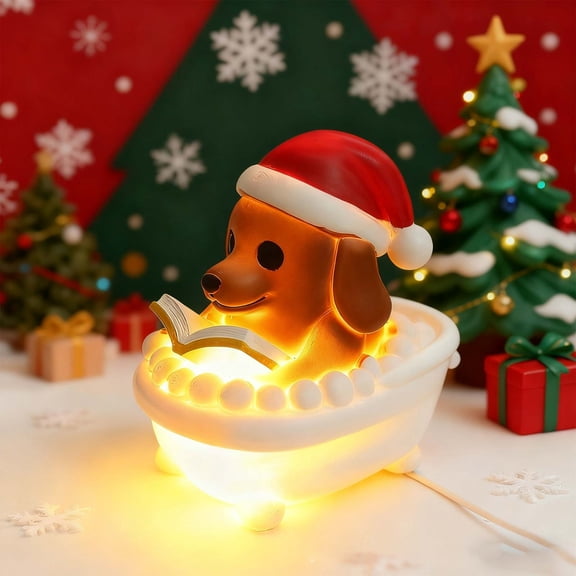 Toycle Christmas Chick Puppy Night Lights Decoration Indoor Christmas Decoration Christmas Bedroom Desktop(D,Resin)