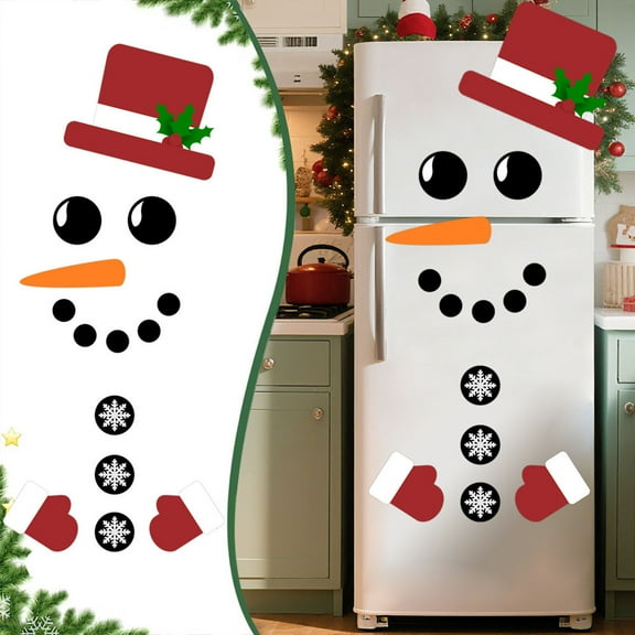 Toycle Christmas Decorative Stickers Holiday Party Fridge Magnets Christmas Snowman Decorative Wall Decals(D,Plastic)
