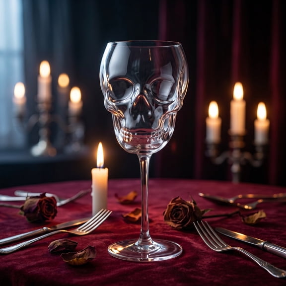 Toycle Clear Stemmed Skeleton Goblet Halloween Decorative Drinkware For Home Bar PartyGift For Wine Cocktail Lovers A