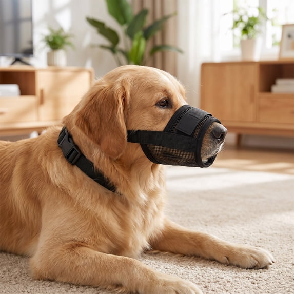 Toycle Dog Muzzle Dog Mouth Cover Mesh Block Gnaw Resist Licking Breathable Drink Easily Adjustable Muzzle Dog Mouth Guard Pet Muzzle D