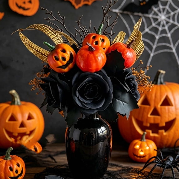 Toycle Halloween Artificial Pumpkin Floral Pick SpookyBranch With Dry Leaves Twigs Fall Vase Filler For Home Table Centerpiece Decor S