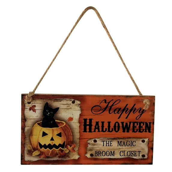 Toycle Halloween Wooden Plaque Hanging Door Decorations Plaque Sign Door Hanger Wall Decorations D
