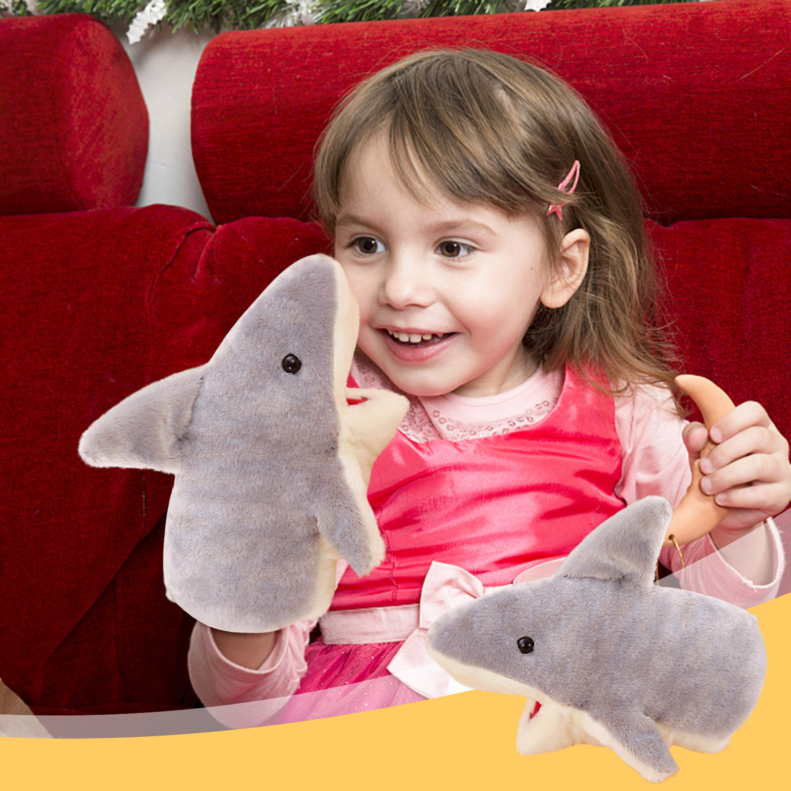 Toycle Hand Puppet, Soft Cute Stuffed Animal Toy Open Movable Mouth Creative Plush Glove Toy Storytelling Doll Gifts for Babies and Kids, 11.02in