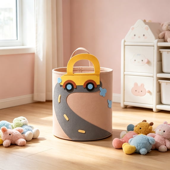 Toycle Large Felts Storage Bin Foldable Organizer Basket With Handles For Toys Clothes Blankets Plushs Stuffed Animals E