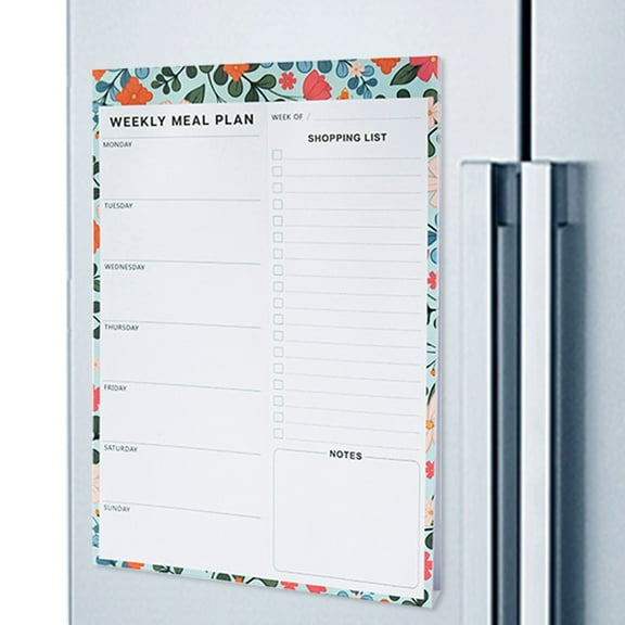 Toycle Meal Planner Floral Theme Fridge Magnet Magnetic Removable Weekly Planner Notepad Fitness Menu Recipe List Easy To Tear Off Suitable For Kitchen Gym(B,Paper)
