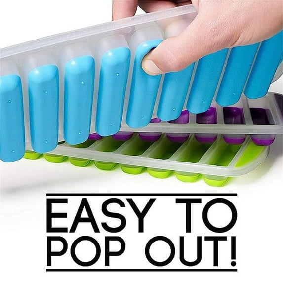 Toycle Narrow Ice Stick Trays With Easy Push Out Ice Cubes Molds Reusable For Whiskey, Cocktail, Stackable Flexible(T,Silica gel)