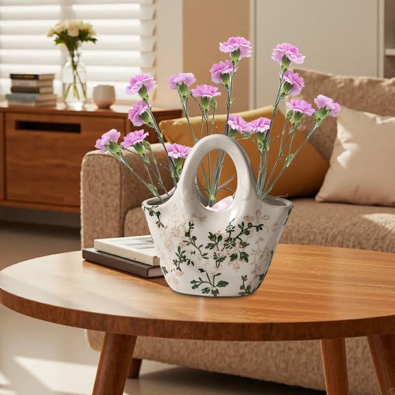 Toycle Rural Ice Cracked Milk Pot Ceramic Vase Feng Shui Flower Arrangement Decoration(U,ceramics)