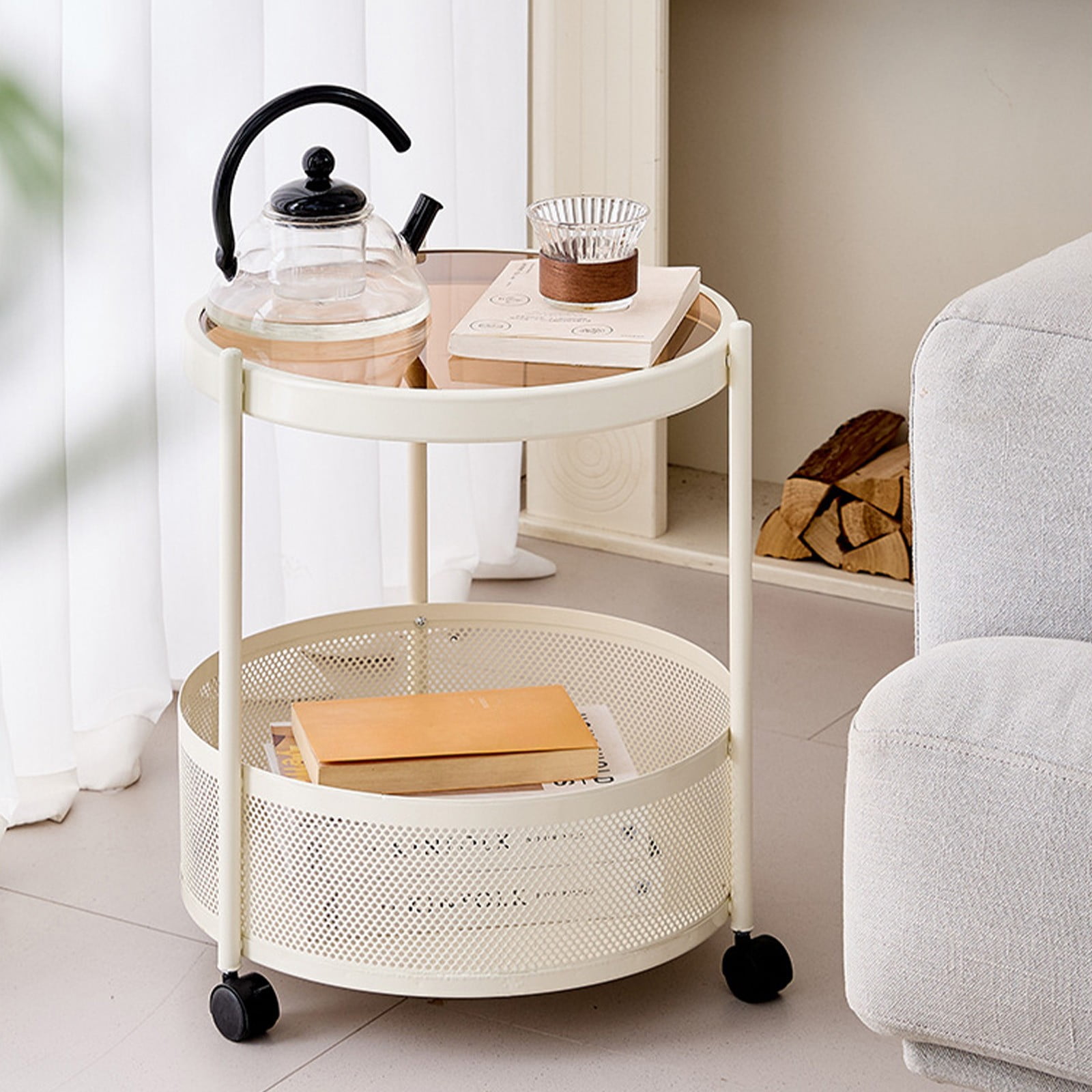 Toycle Side Table Storage Shelf Coffee Table Bedside Table Storage Cart ...