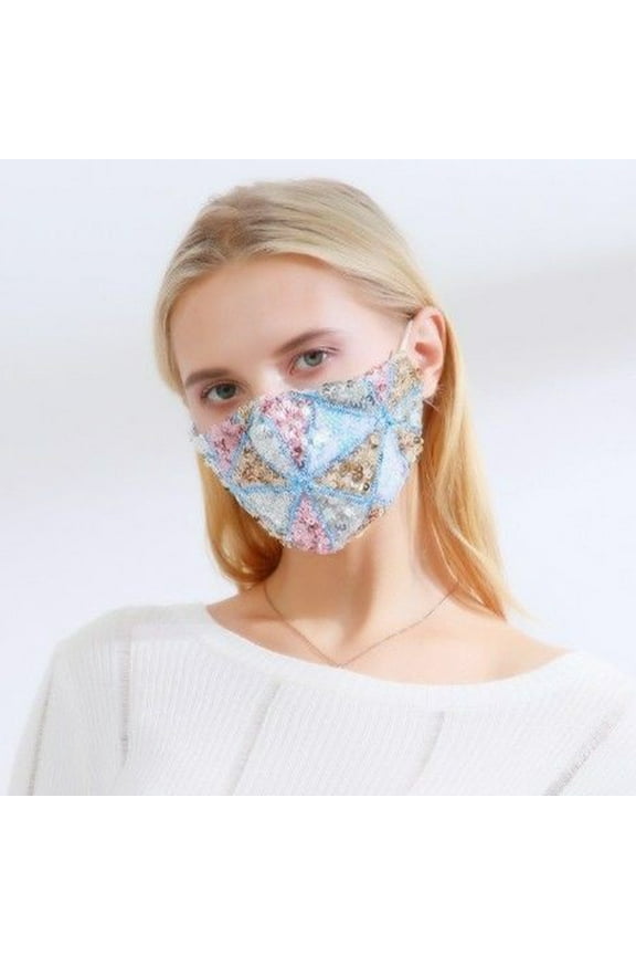 Sparkly Sequin Face Cover Glitter Flannel Sequins Masc Masquerade Face Covering(K,cotton）