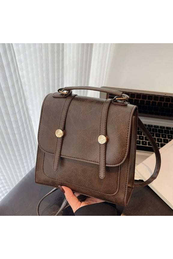 Vintage Backpack Women's Fashion Casual Handbag Korean Version Student Schoolbag Trendy Lightweight Travel Backpack(Q,PU)