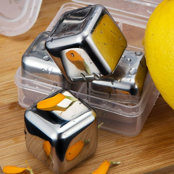 Toycle Whiskey Ice Stone Ice Wine Stone Reusable Stainless Steel,Set Of 8 Cool Cubes Wine Beer And All Drinks(S,Stainless steel)