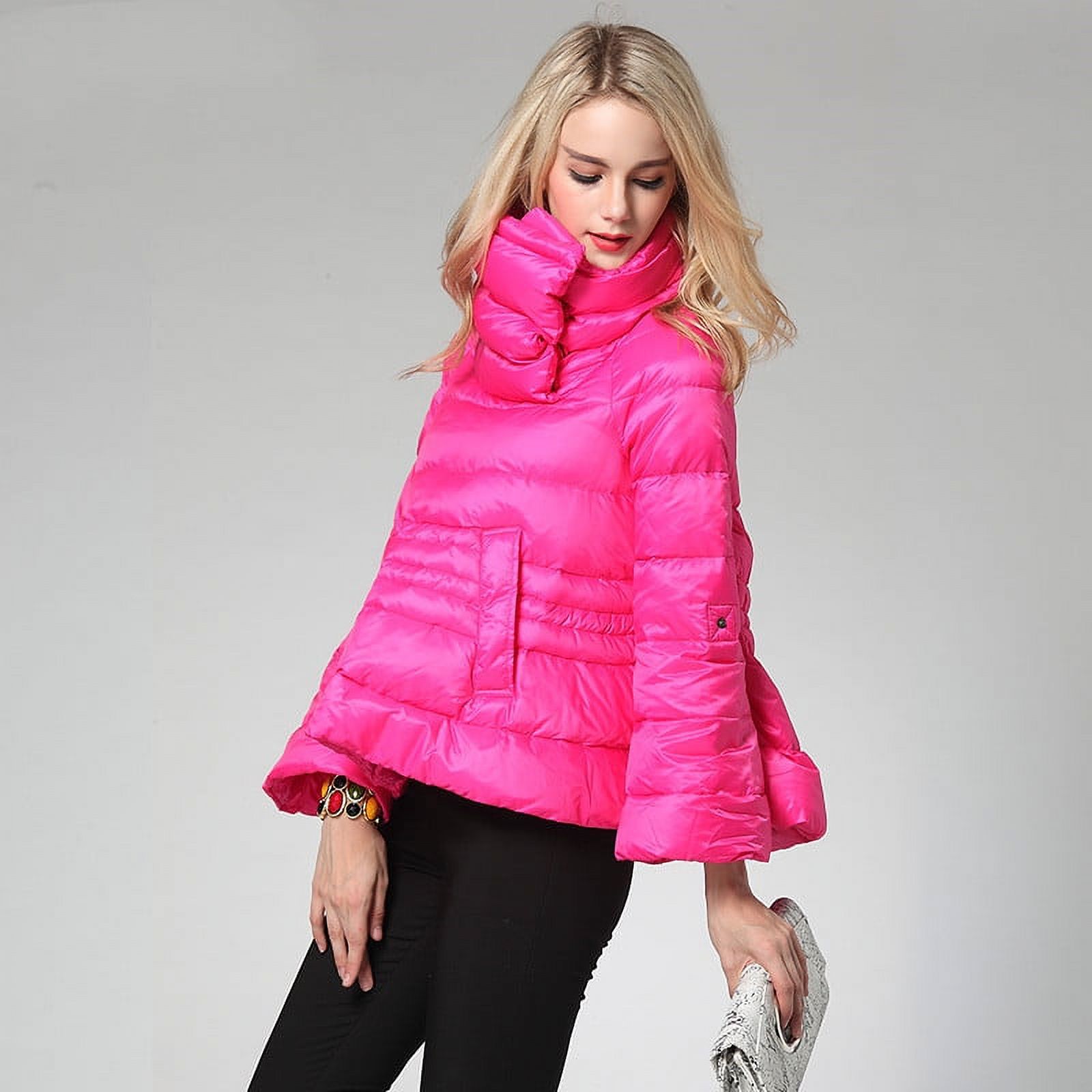 Toyella Down Jacket Women's Winter Fashion White Duck Down A- Line Plus Size Lightweight Thermal Turtleneck Down Jacket One Piece Dropshipping Rose Red XXL - image 1 of 7
