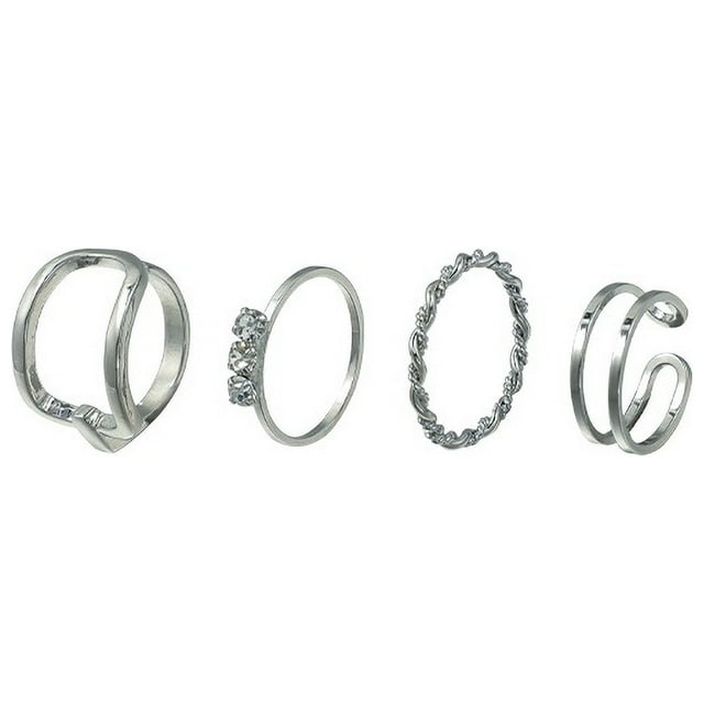 Toyella Four-piece Zircon Ring Set Combination Female Fashion ...