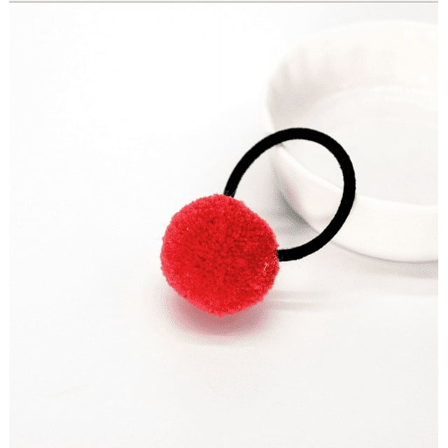 Toyella Korean candy color children's hair ball hair ring color tie hair band no seams do not hurt hair rope baby hair rope Watermelon Red A0226C