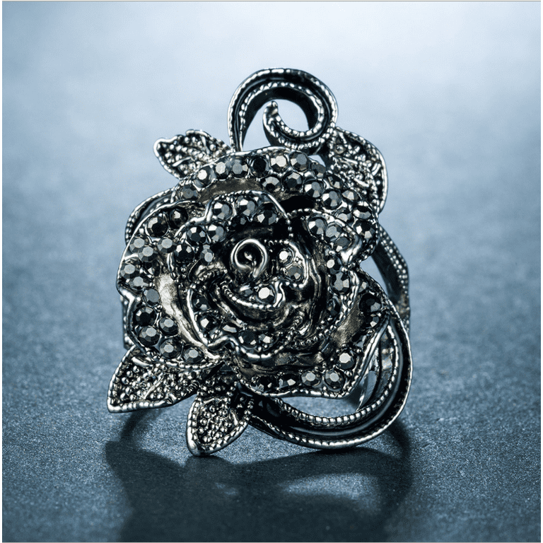 Toyella Rose Ring Party Jewelry Bulk Huitan Black Wholesale Lots