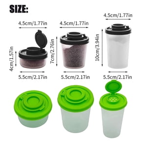 Toyeng 1PC Salt and Pepper Shakers Moisture Proof Small Mini Salt Shaker to go Camping Picnic Outdoors Kitchen Lunch Boxes Travel Spice set Clear, Green, 4.5*5.5*4 cm
