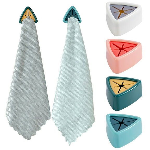 Toyeng 1PC Towel Hook Holder for Kitchen Bathroom Easy Installation Wall Mount Hand Towel Hook Dish Towel Stopper Rag Clip Towel Rack Hanger, Pink
