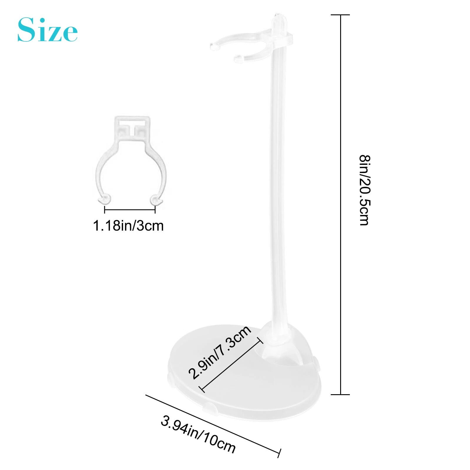 Toyeng 1PC Transparent Stand Support for Dolls Mini Display Holder, White