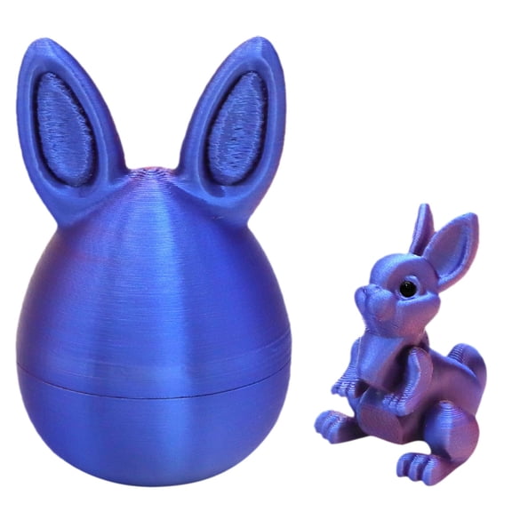 Toyeng 2PCS 3D Printed Easter Eggs with Bunny Inside, 3D Printing Animals Toys for Home Executive Desk Decor Red-Blue Gradient 8*5 cm