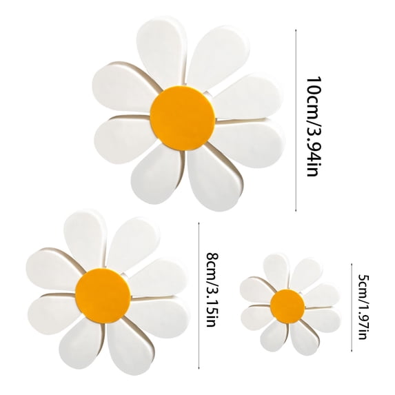 Toyeng 3PC Wooden Floral Tabletop Sign Artwork Daisy Flower Decoration Table Centerpieces for Bookshelf Patio Farmhouse, Yellow