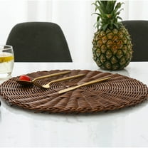 Toyeng, Kitchen Mat, Woven Cup Mat Round Rattan Wicker Table Placemat Heat Non Slip Table Mat for Dining Table, 1 Woven Rattan Placemat Brown One Size