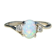 BVGGHDDDD1 Toyfunny Exquisite Women's Sterling Silver Ring Oval Cut Fire Opal Diamond Band Rings