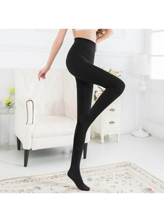 Fantadool Women Fleece Lined Tights Winter Stretchy Tummy Control Thick  Pantyhose Mid Waist Soft Warm Leggings 200D 