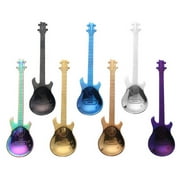 Toyfunny Stainless Steel Guitar Spoons Rainbow Coffee Tea Spoon Flatware Drinking Tools