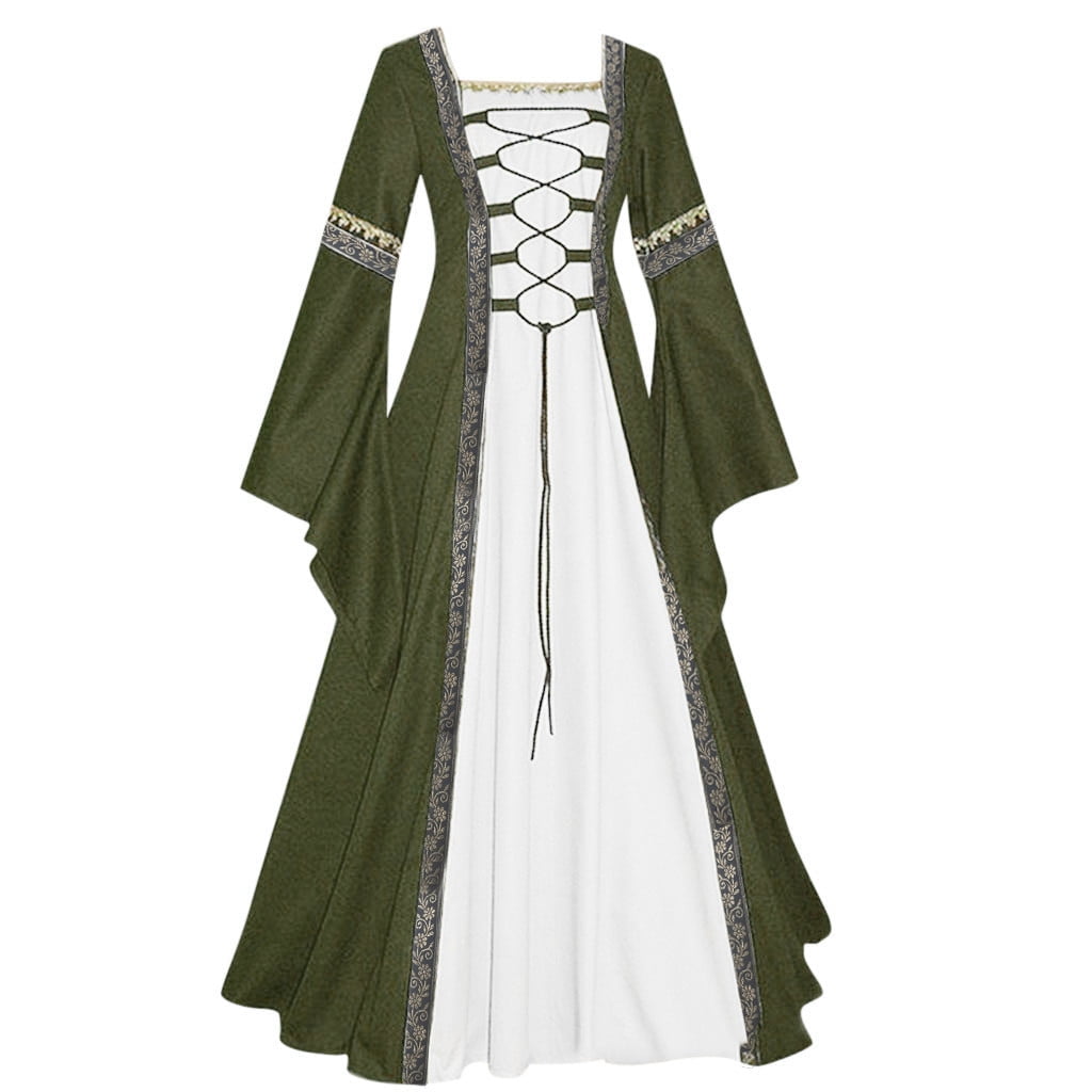 Toyfunny Women's Vintage Celtic Medieval Floor Length Renaissance Gothic  Cosplay Dress 