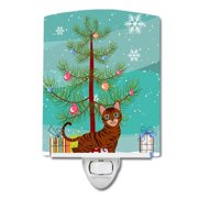 Toyger Cat Merry Christmas Tree Ceramic Night Light