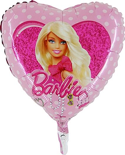 Toyland 18 Inch Heart Shaped Barbie Character Foil Balloon With Polka Dots - Kids Party Decorations C51