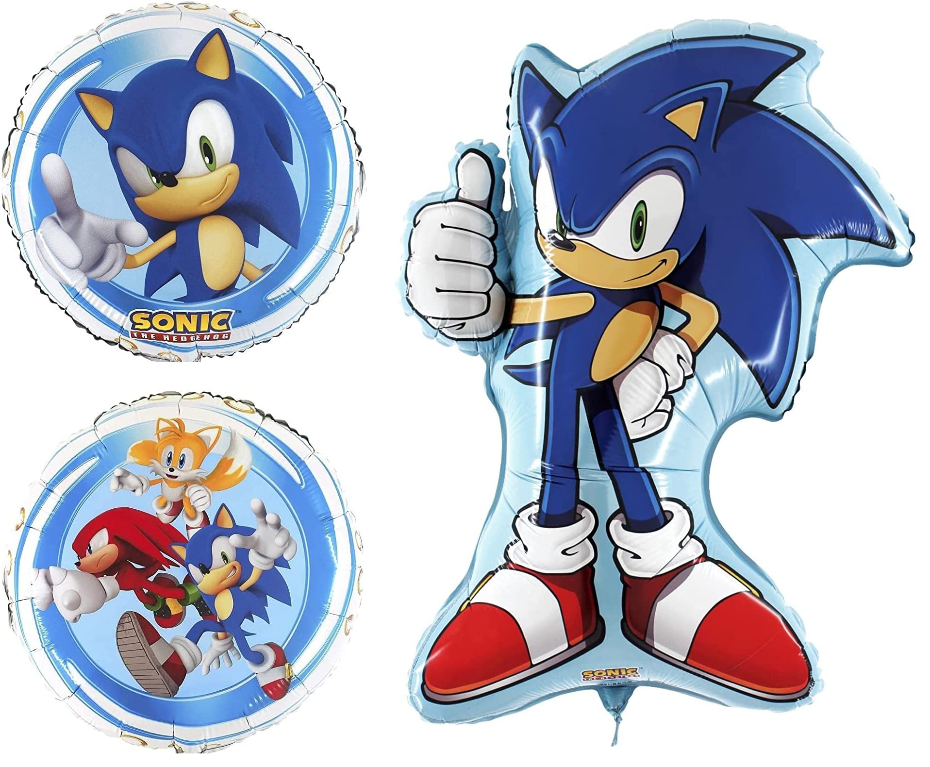 Toyland 2 Pack Sonic Balloons - Round Characters Balloon & Large Sonic Shaped Balloon - Children's Party Decorations C52