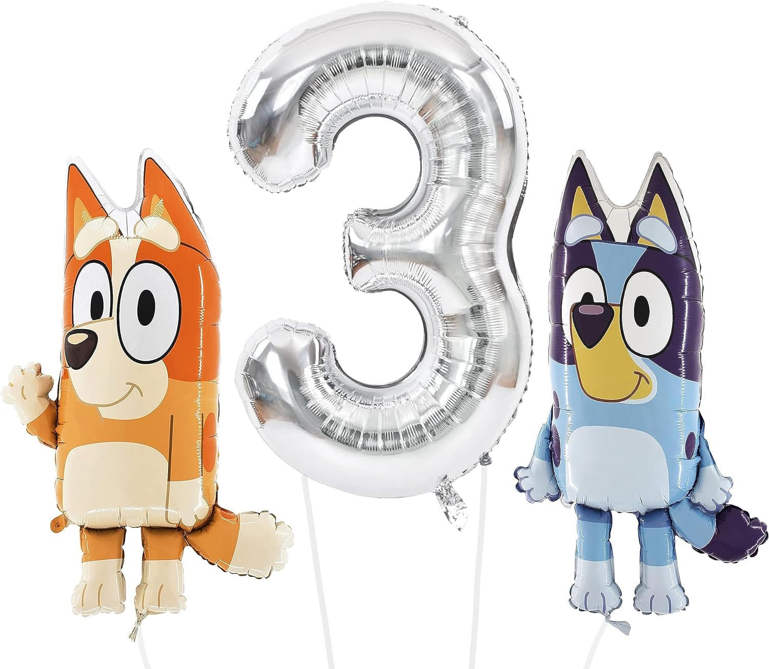 Toyland Bluey & Bingo BSL1Balloon Birthday Pack - 2 x 32" Character Balloons & 1 x 40" Number Balloon - Kids Party Decorations