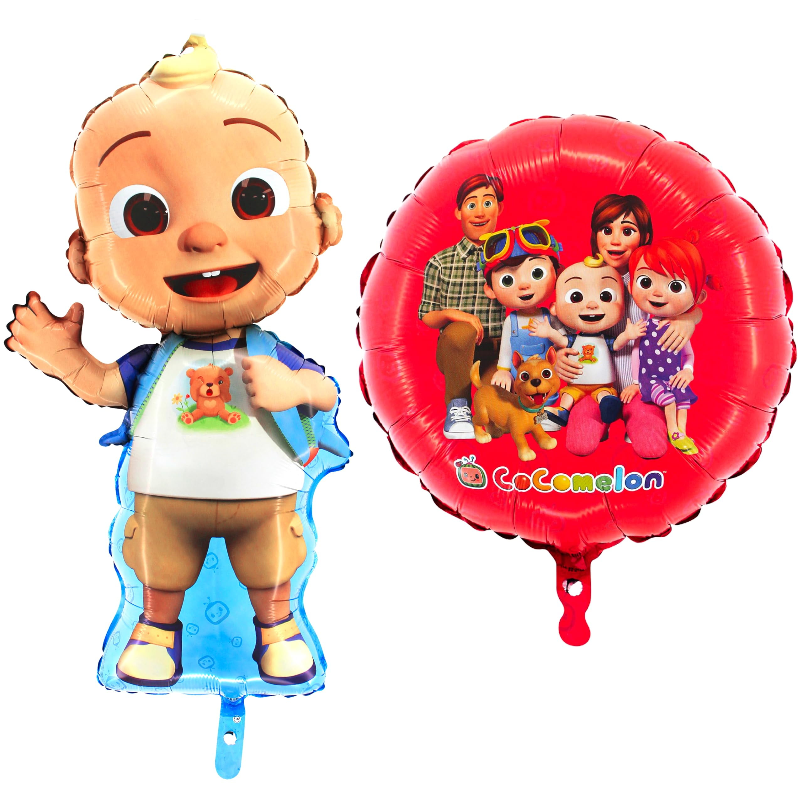 Toyland Pack of 2 STF9Cocomelon Balloons - Large Baby JJ Shaped Balloon 81cm (32") & Round Cocomelon Family Balloon 45.7cm (18") - Children's Party Decorations
