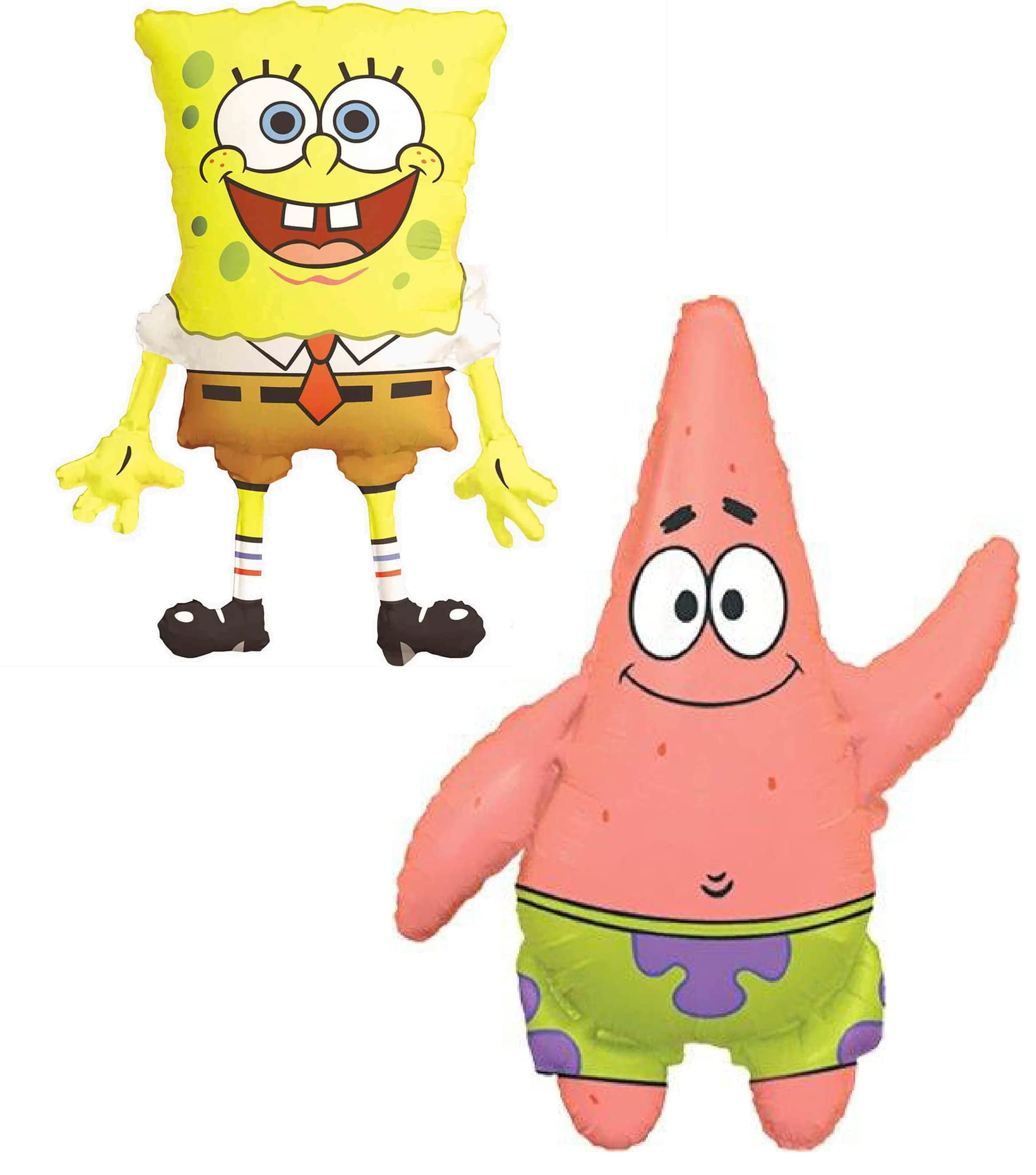 Toyland Pack Of 2 - Spongebob Squarepants and Patrick Star Foil Balloons - 1 x 29 Inch Spongebob & 1 x 36 Inch Patrick Shaped Character Foil Balloons MS