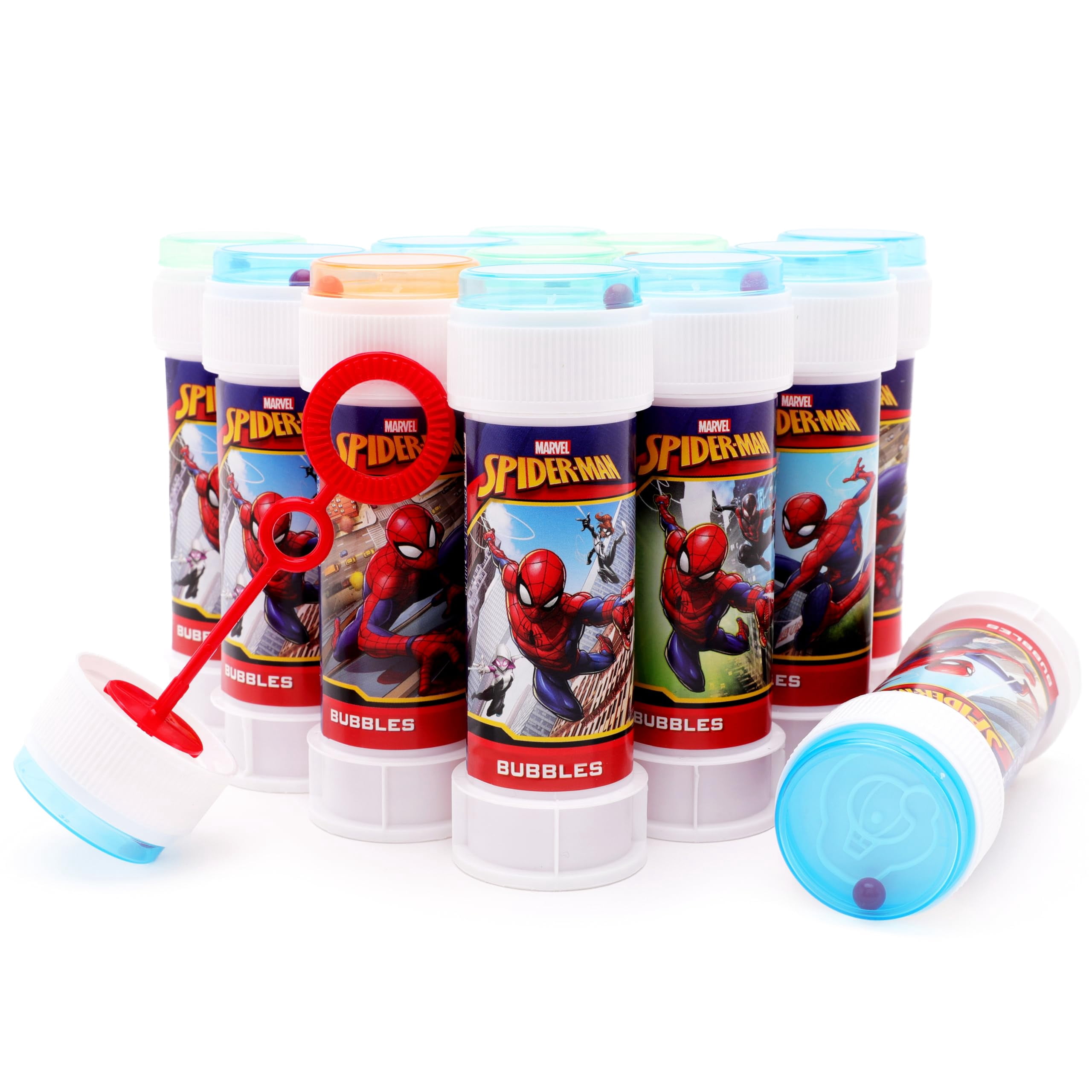 Lot De 3 Bacs à Bulles Toyland Spiderman - Avec Baguettes Et Solution 60ml | Labyrinthe Sur Couvercle | Jouet Poche Fête
