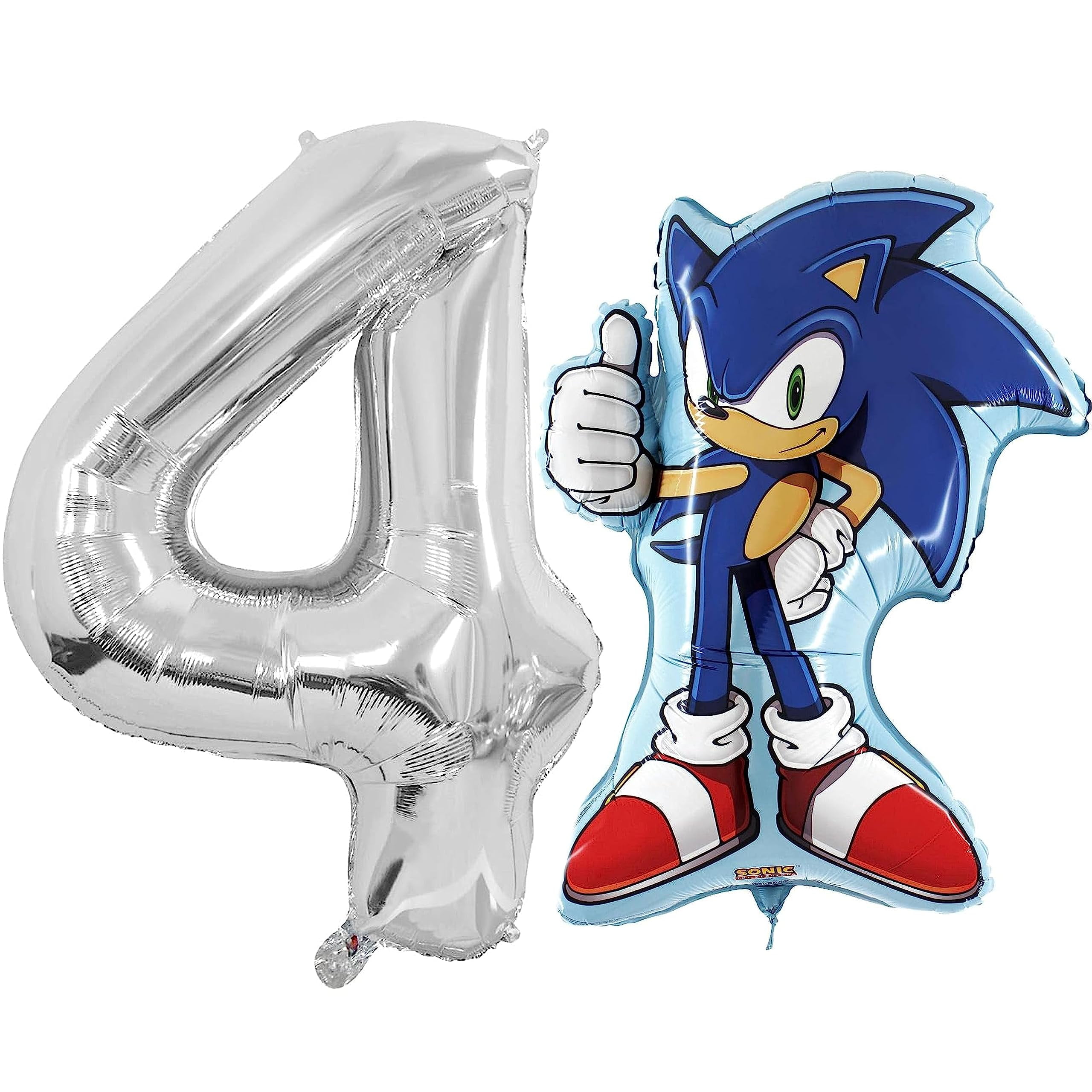 Toyland Sonic The Hedgehog DHF10Foil Balloon Pack - 1 x 29" Character Shape Balloon & 1 x 40" Number Balloon - Kids Party Decorations