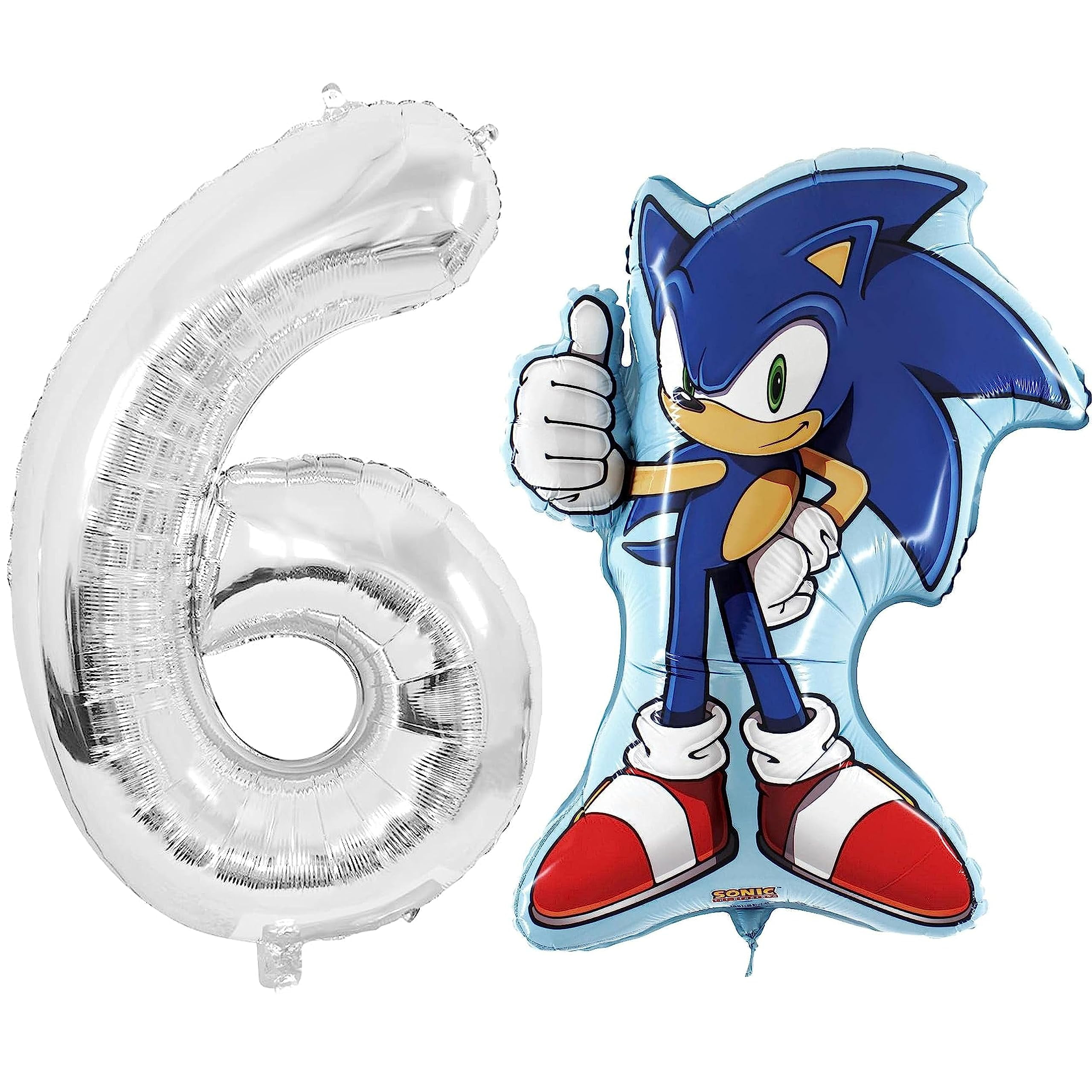 Toyland Sonic The Hedgehog Foil Balloon AIS1Pack - 1 x 29" Character Shape Balloon & 1 x 40" Number Balloon - Kids Party Decorations