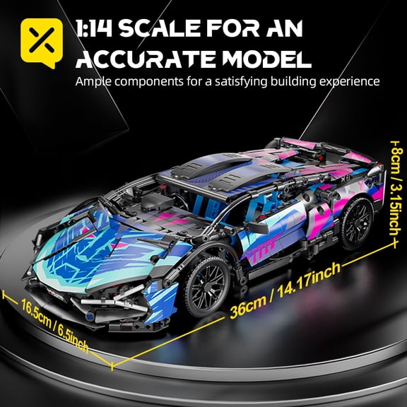 Toylinx 1:14 Technical Building Blocks Racing Car Model Collectible Car Construction Toys For Boy Desktop Decorations with Box